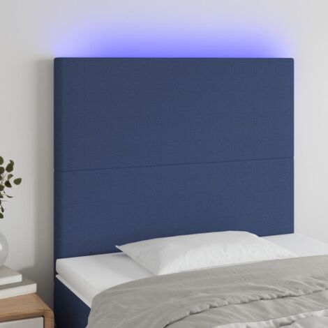 Tête de lit à LED Bleu 100x5x118-128 Tissu (1/5)
