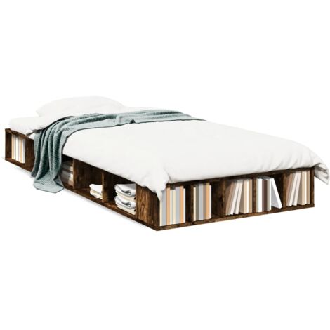 Cadre de lit chêne fumé 90x200 bois d'ingénierie (1/5)