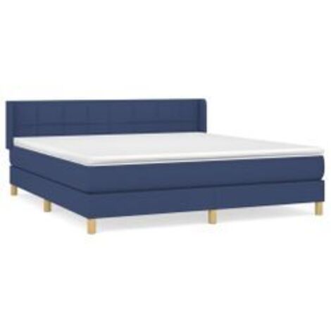 Sommier à lattes de lit avec matelas Bleu 160x200 Tissu (1/5)