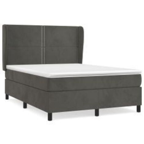 Sommier à lattes de lit et matelas Gris foncé 140x200 Velours (1/5)