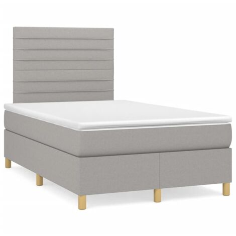 Sommier à lattes de lit matelas LED gris clair 120x190 tissu (1/5)
