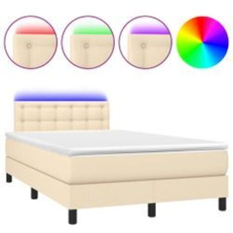 Sommier à lattes de lit avec matelas LED Crème 120x200 Tissu (1/5)