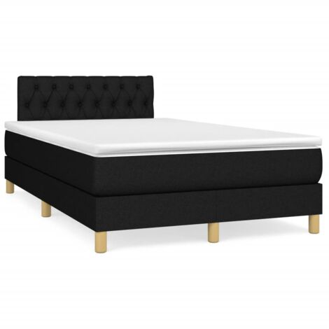 Sommier à lattes de lit matelas et LED noir 120x190 tissu (1/5)
