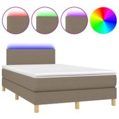 Sommier à lattes de lit avec matelas LED Taupe 120x200 Tissu (1/5)