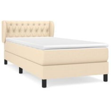 Sommier à lattes de lit avec matelas Crème 90x200 Tissu (1/5)