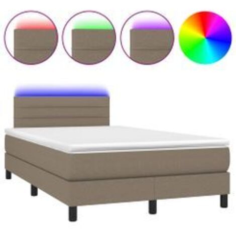 Sommier à lattes de lit avec matelas LED Taupe 120x200 Tissu (1/5)