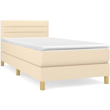 Sommier à lattes de lit et matelas Crème 90x190 Tissu (1/5)