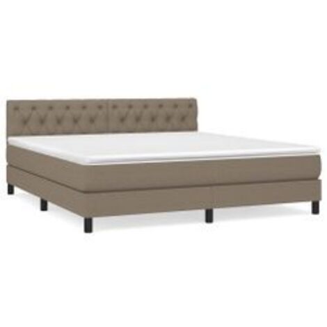 Sommier à lattes de lit avec matelas Taupe 160x200 Tissu (1/5)
