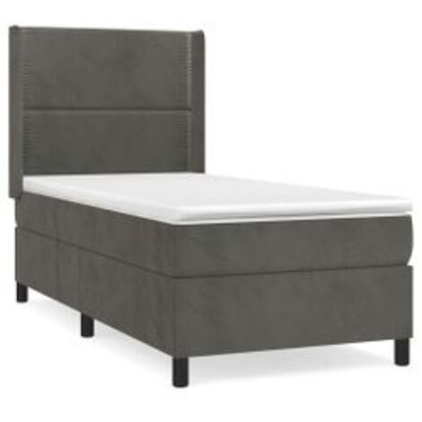 Sommier à lattes de lit et matelas Gris foncé 90x190 Velours (1/5)