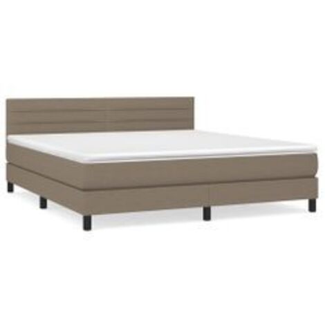 Sommier à lattes de lit avec matelas Taupe 160x200 Tissu (1/5)
