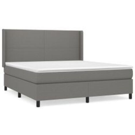 Sommier à lattes de lit avec matelas Gris foncé 180x200 Tissu (1/5)