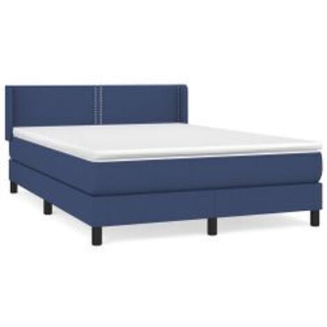 Sommier à lattes de lit avec matelas Bleu 140x200 Tissu (1/5)