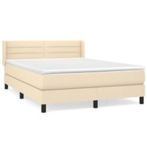 Sommier à lattes de lit avec matelas Crème 140x200 Tissu (1/5)