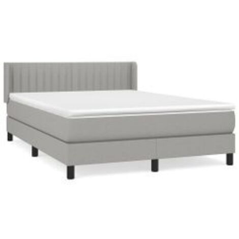 Sommier à lattes de lit avec matelas Gris clair 140x190 Tissu (1/5)