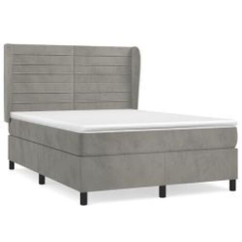 Sommier à lattes de lit et matelas Gris clair 140x190 Velours (1/5)