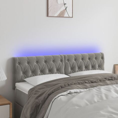 Tête de lit à LED Gris clair 160x7x78-88 Velours (1/5)