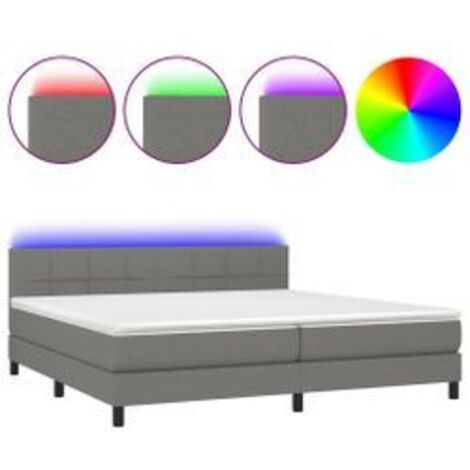 Sommier à lattes de lit et matelas et LED Gris foncé 200x200 (1/5)