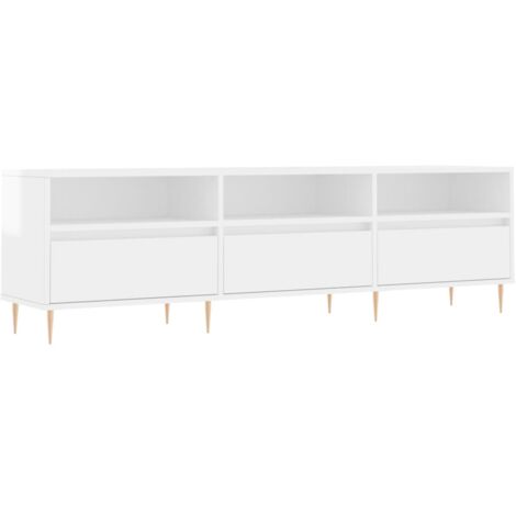 Meuble TV blanc brillant 150x30x44,5 bois d'ingénierie (1/5)