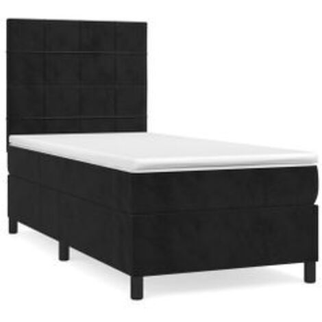 Sommier à lattes de lit avec matelas Noir 90x200 Velours (1/5)