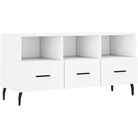 Meuble TV blanc 102x36x50 bois d'ingénierie (1/5)