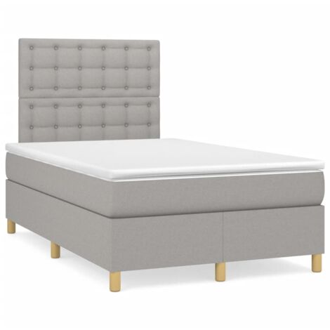 Sommier à lattes de lit matelas LED gris clair 120x190 tissu (1/5)