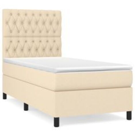 Sommier à lattes de lit et matelas Crème 90x190 Tissu (1/5)