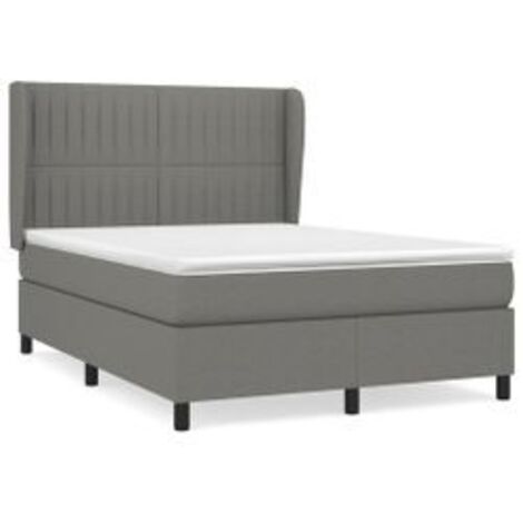 Sommier à lattes de lit avec matelas Gris foncé 140x200 Tissu (1/5)
