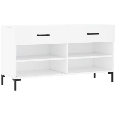Banc à chaussures blanc 102x35x55 bois d'ingénierie (1/5)