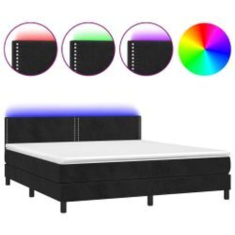 Sommier à lattes de lit avec matelas LED Noir 180x200 (1/5)