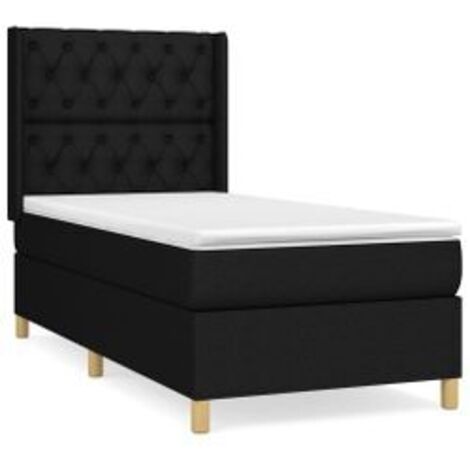 Sommier à lattes de lit et matelas Noir 80x200 Tissu (1/5)
