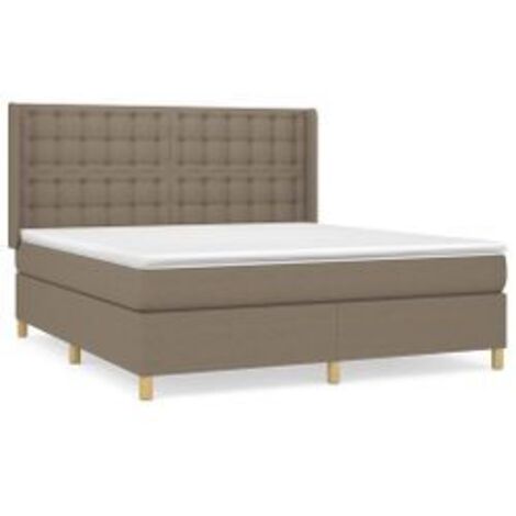 Sommier à lattes de lit avec matelas Taupe 180x200 Tissu (1/5)