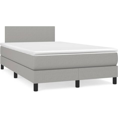 Sommier à lattes de lit matelas LED gris clair 120x190 tissu (1/5)