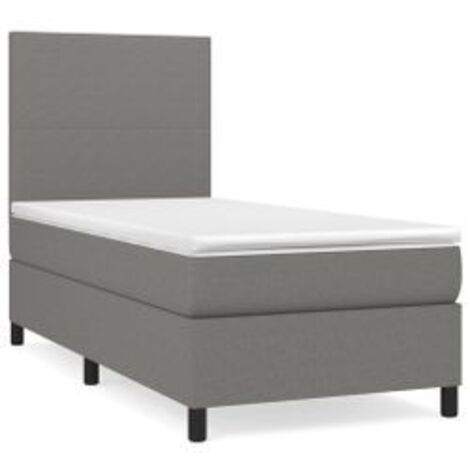 Sommier à lattes de lit avec matelas Gris foncé 100x200 Tissu (1/5)