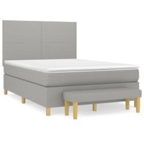Sommier à lattes de lit avec matelas Gris clair 140x190 Tissu (1/5)