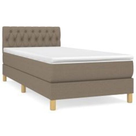 Sommier à lattes de lit avec matelas Taupe 90x200 Tissu (1/5)