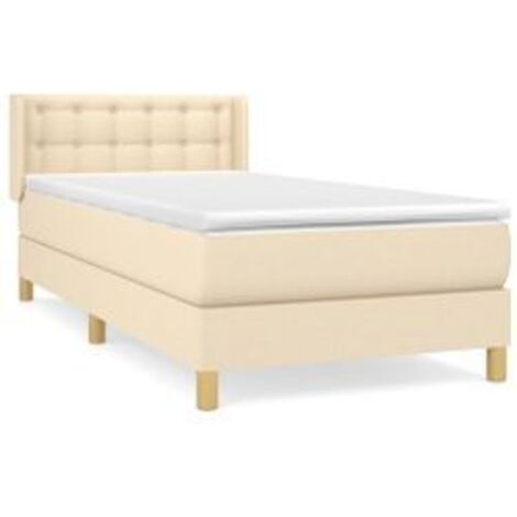 Sommier à lattes de lit et matelas Crème 90x190 Tissu (1/5)