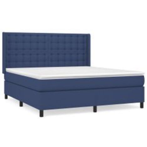 Sommier à lattes de lit avec matelas Bleu 180x200 Tissu (1/5)