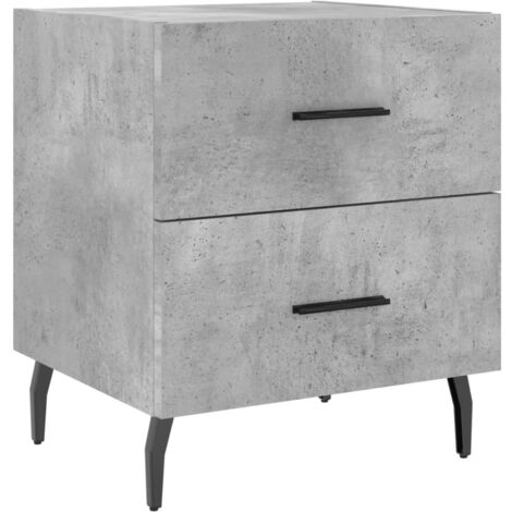 Table de chevet gris béton 40x35x47,5 bois d’ingénierie (1/5)