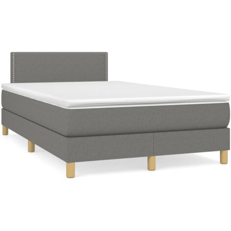 Sommier à lattes de lit matelas LED gris foncé 120x190 tissu (1/5)