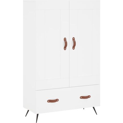 Buffet haut blanc 69,5x31x115 bois d'ingénierie (1/5)