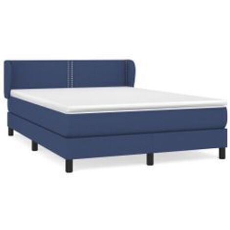 Sommier à lattes de lit avec matelas Bleu 140x200 Tissu (1/5)