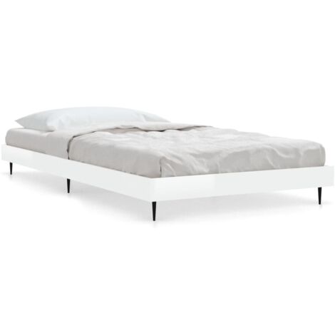 Cadre de lit blanc brillant 90x200 bois d'ingénierie (1/5)