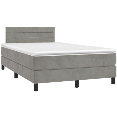 Sommier à lattes de lit avec matelas LED gris clair 120x190 (1/5)
