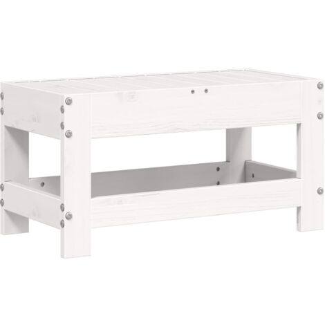 Repose-pied de jardin blanc 62x30x32 bois de pin massif (1/5)
