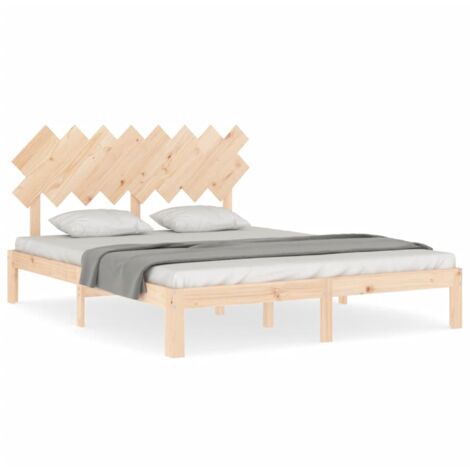 Cadre de lit avec tête de lit 160x200 bois massif (1/5)