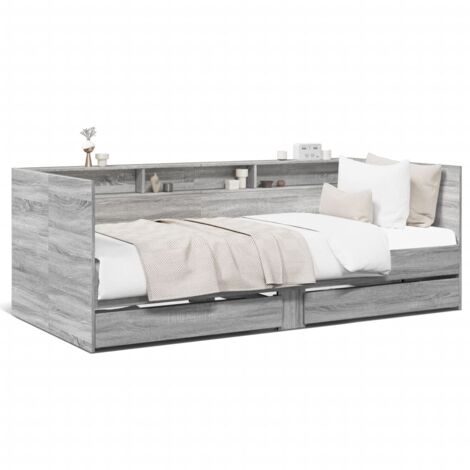 Lit de jour et tiroirs sonoma gris 75x190 bois d'ingénierie (1/5)