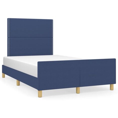 Cadre de lit avec tête de lit bleu 120x190 tissu (1/5)