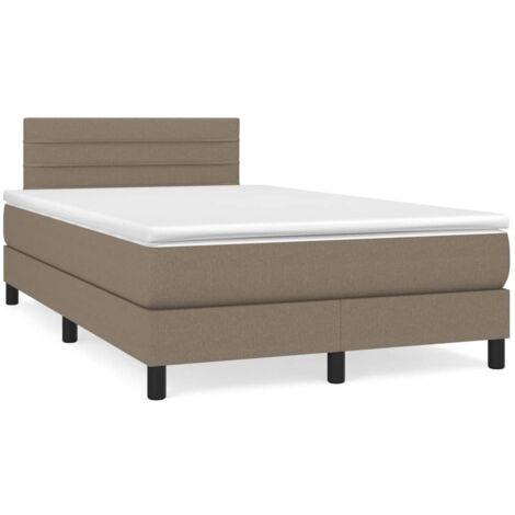 Sommier à lattes de lit matelas et LED taupe 120x190 tissu (1/5)