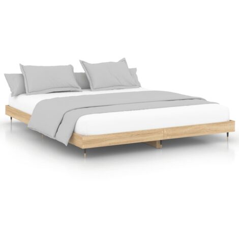 Cadre de lit chêne sonoma 200x200 bois d'ingénierie (1/5)