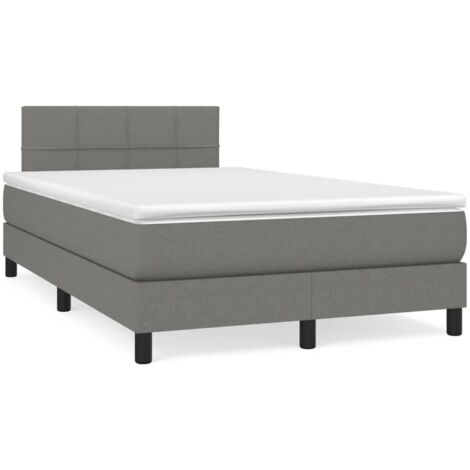 Sommier à lattes de lit matelas LED gris foncé 120x190 tissu (1/5)